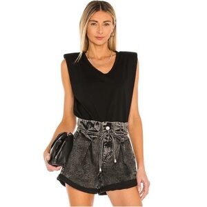 Blank Big Shoulder Tank Black Shoulder Pad Tank